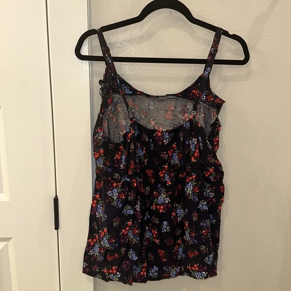 EUC TORRID Brand Flower Floral Print Tank Top Plus Size 1x Navy Red - Picture 7 of 8